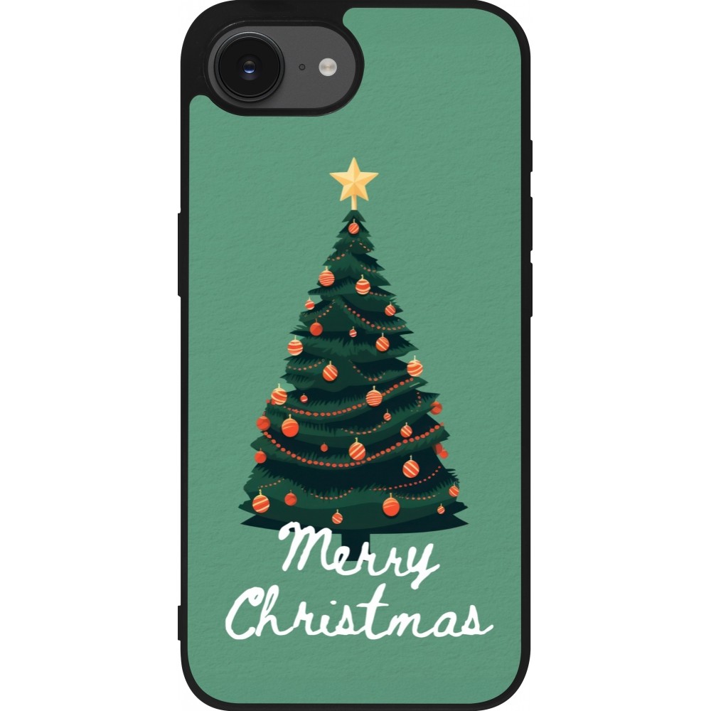 Coque iPhone 16e - Silicone rigide noir Christmas 25 Xmas Tree