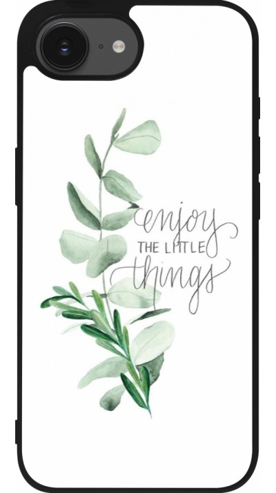 Coque iPhone 16e - Silicone rigide noir Enjoy the little things