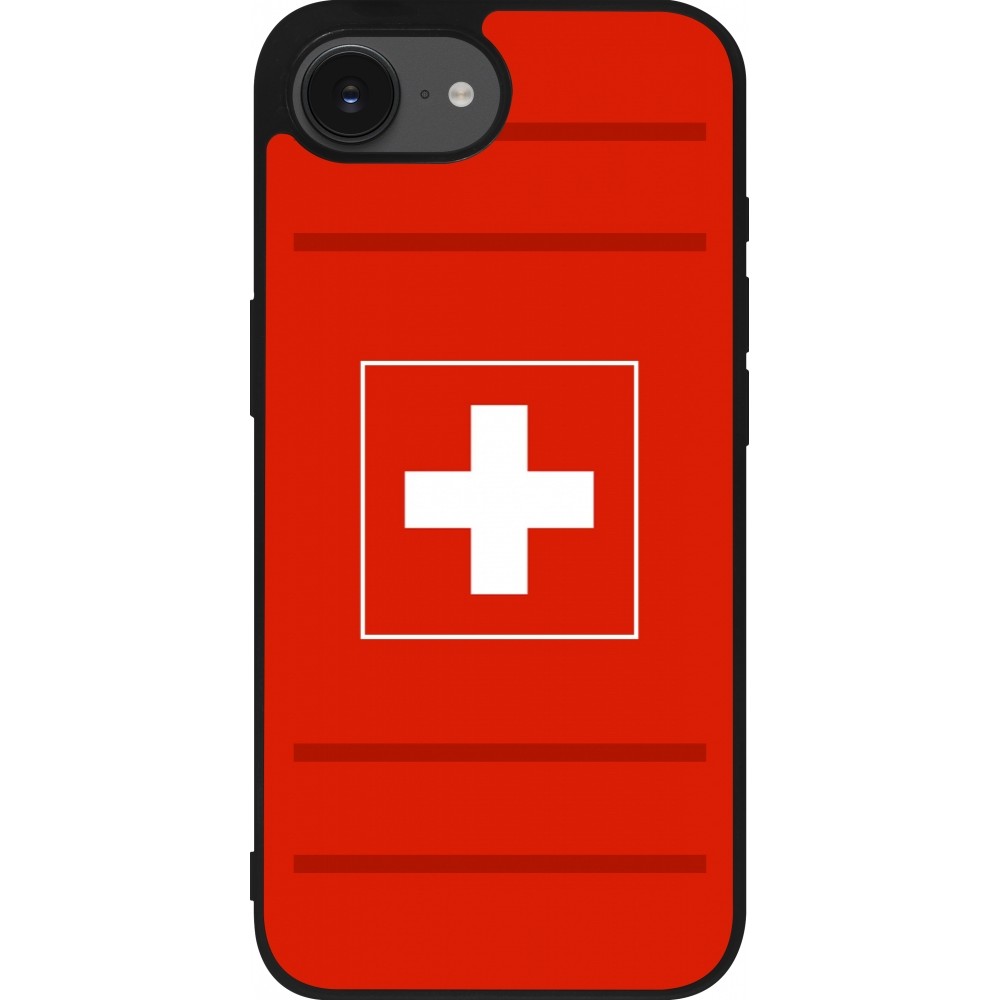 Coque iPhone 16e - Silicone rigide noir Euro 2020 Switzerland