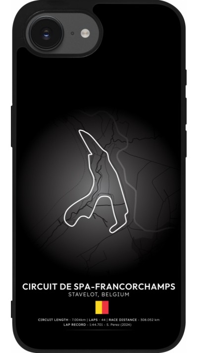 Coque iPhone 16e - Silicone rigide noir F1 Track 2025 Belgium