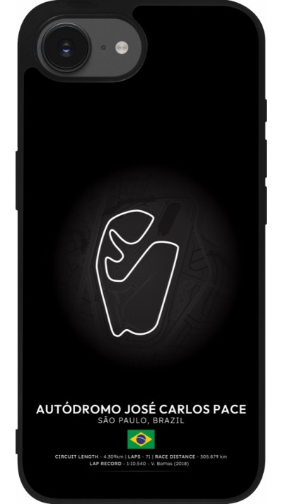 Coque iPhone 16e - Silicone rigide noir F1 Track 2025 Brazil
