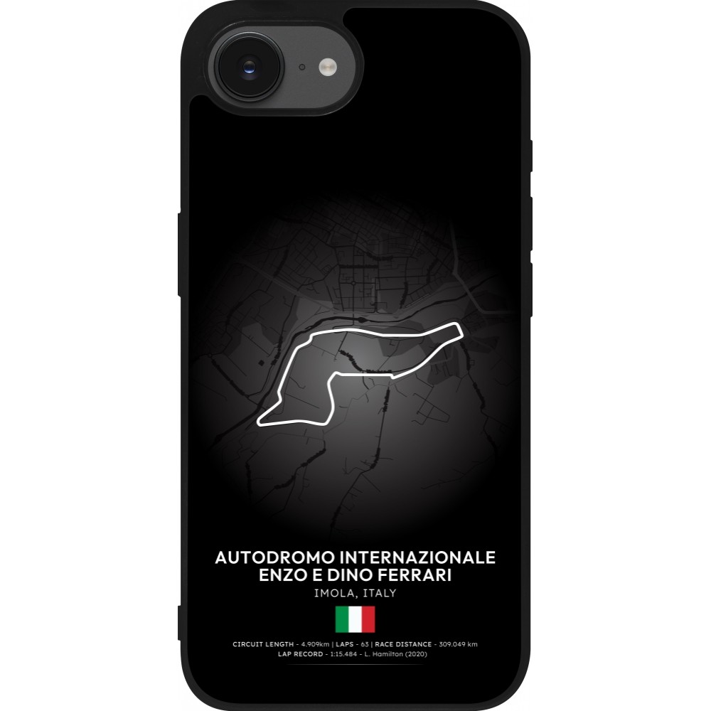 Coque iPhone 16e - Silicone rigide noir F1 Track 2025 Emilia-Rogmana
