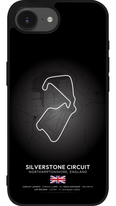 Coque iPhone 16e - Silicone rigide noir F1 Track 2025 Great Britan