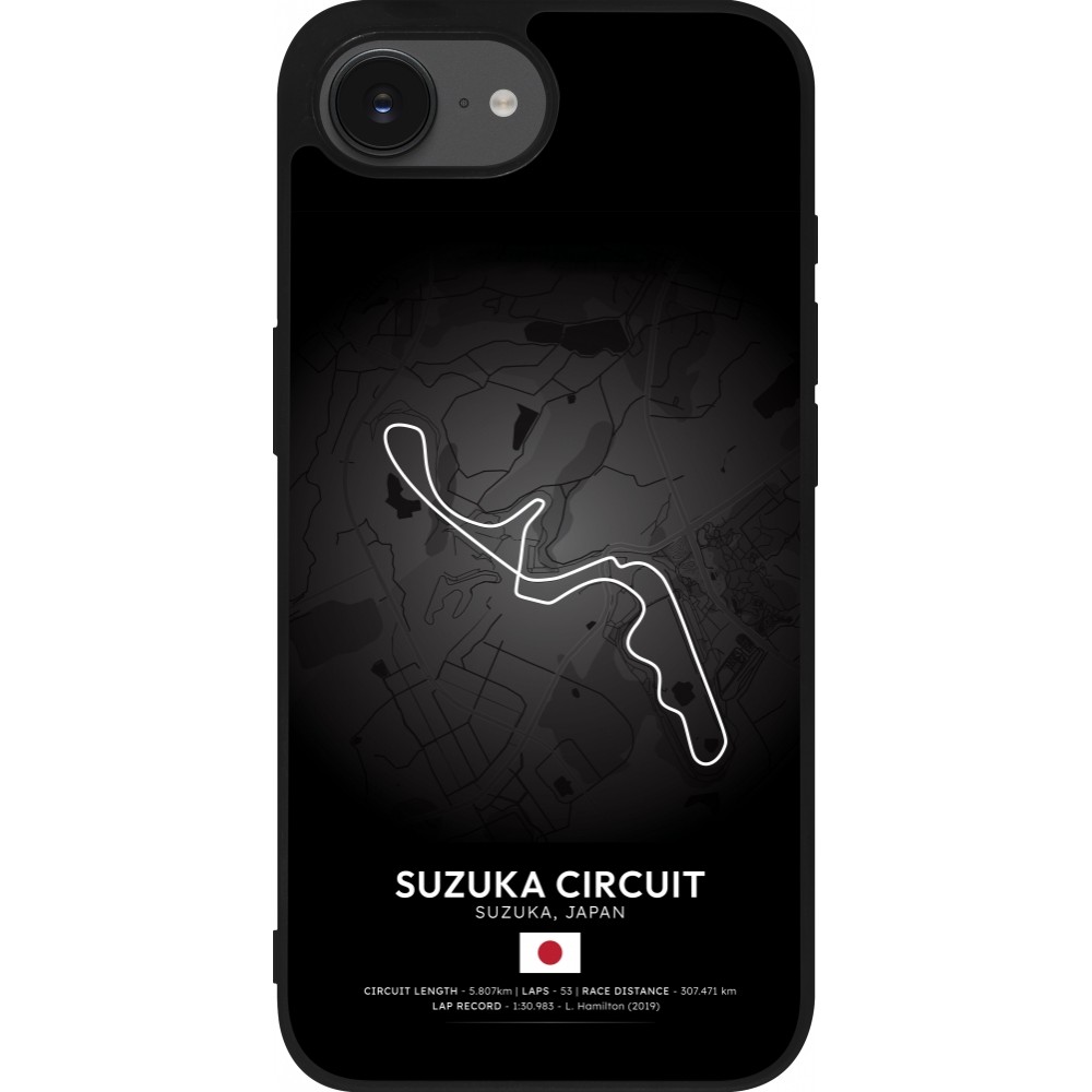 Coque iPhone 16e - Silicone rigide noir F1 Track 2025 Japan