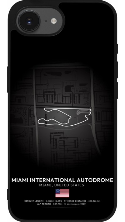 Coque iPhone 16e - Silicone rigide noir F1 Track 2025 Miami