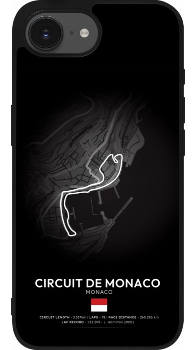 Coque iPhone 16e - Silicone rigide noir F1 Track 2025 Monaco