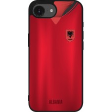 Coque iPhone 16e - Silicone rigide noir Maillot de football Albanie personnalisable