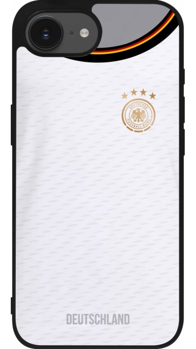 Coque iPhone 16e - Silicone rigide noir Maillot de football Allemagne 2022 personnalisable