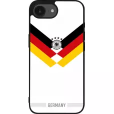 Coque iPhone 17e / 16e - Silicone rigide noir Maillot de football Allemagne 2026 personnalisable