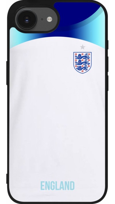 Coque iPhone 16e - Silicone rigide noir Maillot de football Angleterre 2022 personnalisable
