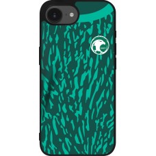 Coque iPhone 16e - Silicone rigide noir Maillot de football Arabie saoudite 2022 personnalisable