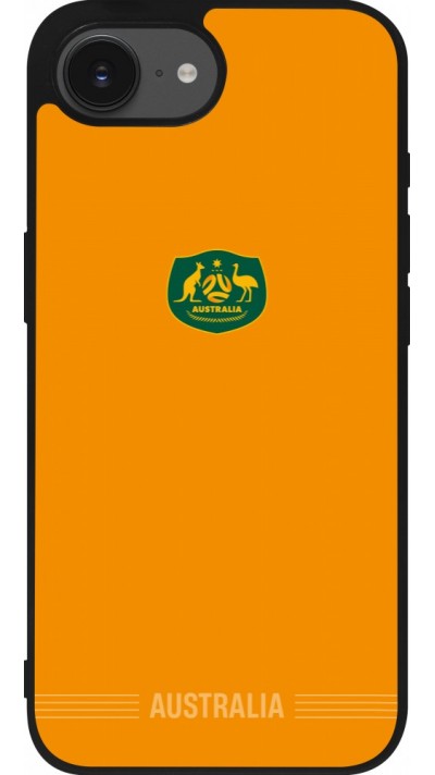 Coque iPhone 17e / 16e - Silicone rigide noir Maillot de football Australie 2026 personnalisable