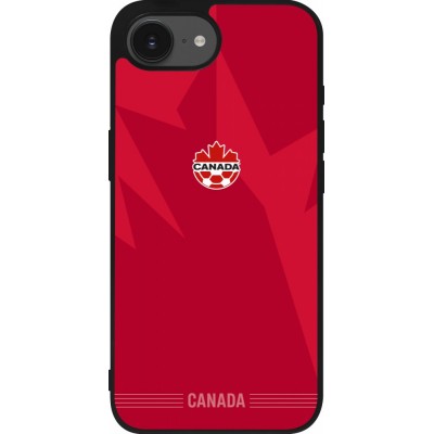 Coque iPhone 17e / 16e - Silicone rigide noir Maillot de football Canada 2026 personnalisable