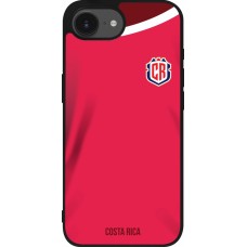 Coque iPhone 16e - Silicone rigide noir Maillot de football Costa Rica 2022 personnalisable