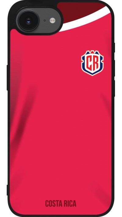 Coque iPhone 16e - Silicone rigide noir Maillot de football Costa Rica 2022 personnalisable