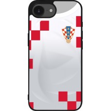 Coque iPhone 16e - Silicone rigide noir Maillot de football Croatie 2022 personnalisable
