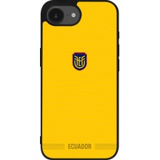 Coque iPhone 17e / 16e - Silicone rigide noir Maillot de football Équateur 2026 personnalisable
