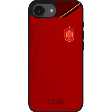 Coque iPhone 16e - Silicone rigide noir Maillot de football Espagne 2022 personnalisable