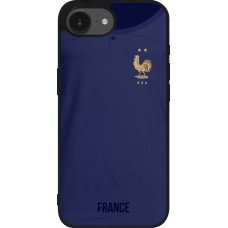 Coque iPhone 16e - Silicone rigide noir Maillot de football France 2022 personnalisable