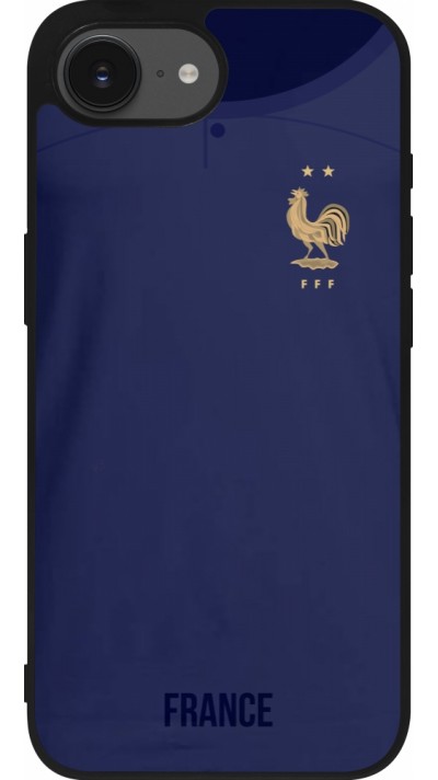 Coque iPhone 16e - Silicone rigide noir Maillot de football France 2022 personnalisable
