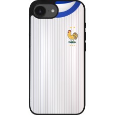 Coque iPhone 16e - Silicone rigide noir Maillot de football France Extérieur personnalisable