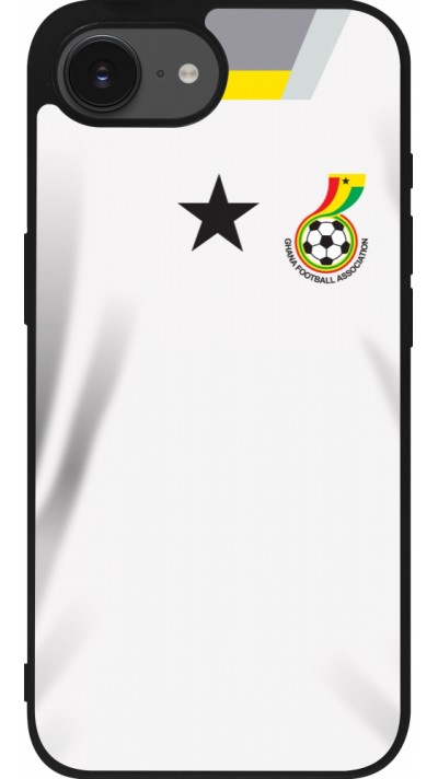 Coque iPhone 16e - Silicone rigide noir Maillot de football Ghana 2022 personnalisable