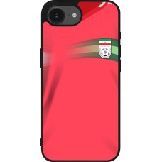 Coque iPhone 16e - Silicone rigide noir Maillot de football Iran 2022 personnalisable