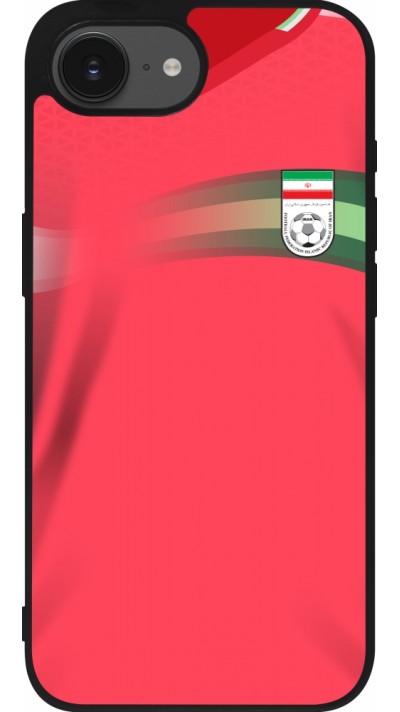 Coque iPhone 16e - Silicone rigide noir Maillot de football Iran 2022 personnalisable