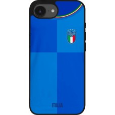 Coque iPhone 16e - Silicone rigide noir Maillot de football Italie 2022 personnalisable