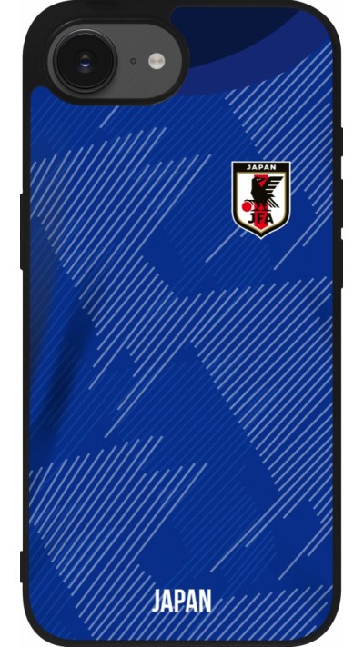 Coque iPhone 16e - Silicone rigide noir Maillot de football Japon 2022 personnalisable