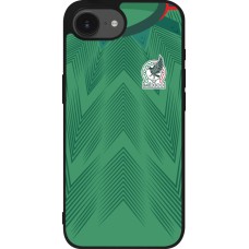 Coque iPhone 16e - Silicone rigide noir Maillot de football Mexique 2022 personnalisable