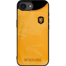 Coque iPhone 16e - Silicone rigide noir Maillot de football Pays-Bas 2022 personnalisable