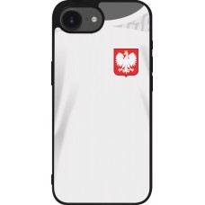 Coque iPhone 16e - Silicone rigide noir Maillot de football Pologne 2022 personnalisable