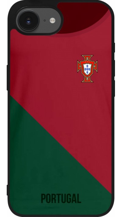 Coque iPhone 16e - Silicone rigide noir Maillot de football Portugal 2022
