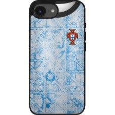 Coque iPhone 16e - Silicone rigide noir Maillot de football Portugal Extérieur personnalisable