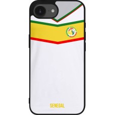 Coque iPhone 16e - Silicone rigide noir Maillot de football Senegal 2022 personnalisable
