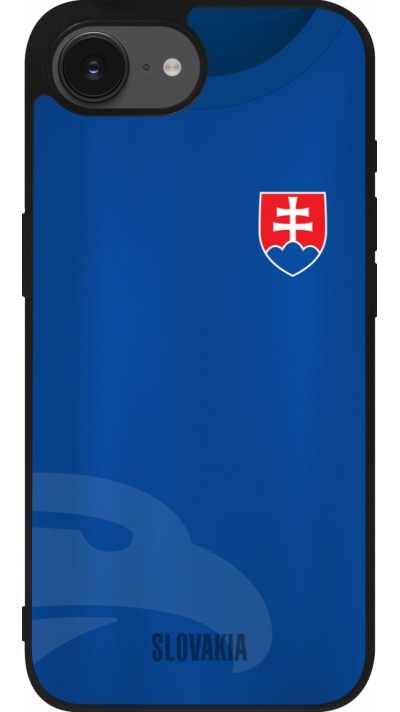 Coque iPhone 16e - Silicone rigide noir Maillot de football Slovaquie