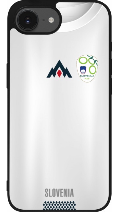 Coque iPhone 16e - Silicone rigide noir Maillot de football Slovénie