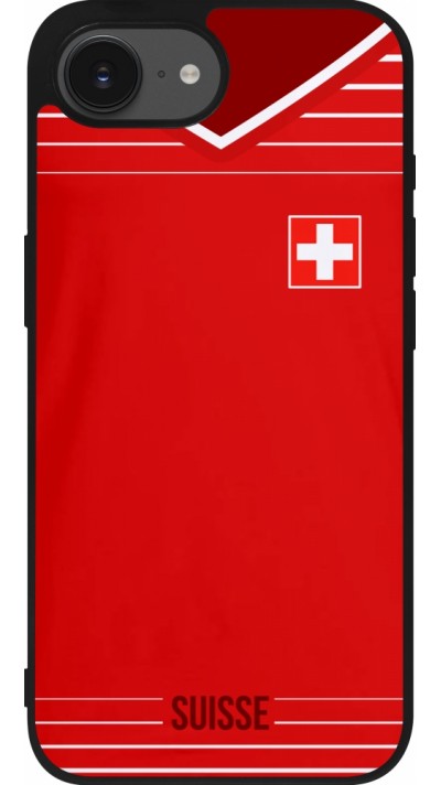 Coque iPhone 16e - Silicone rigide noir Football shirt Switzerland 2022