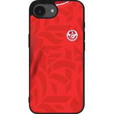 Coque iPhone 16e - Silicone rigide noir Maillot de football Tunisie 2022 personnalisable