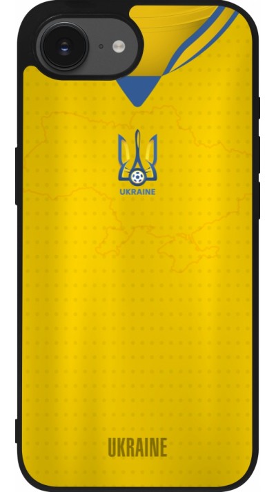Coque iPhone 16e - Silicone rigide noir Maillot de football Ukraine