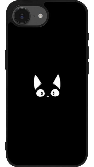 Coque iPhone 16e - Silicone rigide noir Funny cat on black