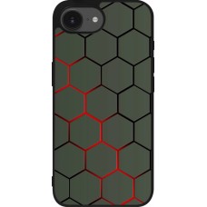 iPhone 16e Case Hülle - Silikon schwarz Geometric Line red