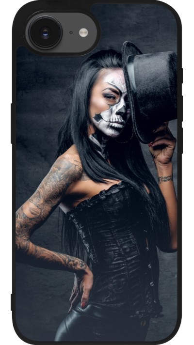 Coque iPhone 16e - Silicone rigide noir Halloween 22 Tattooed Girl