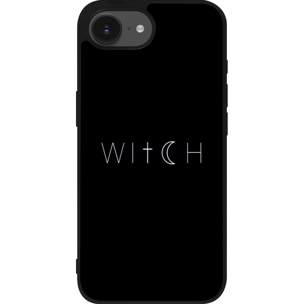 Coque iPhone 16e - Silicone rigide noir Halloween 22 witch word