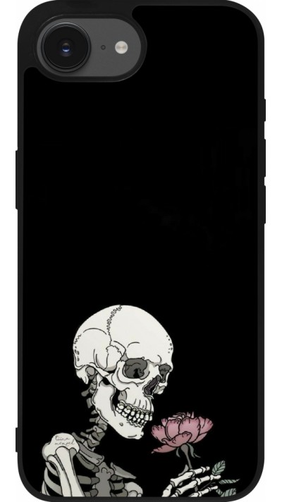 Coque iPhone 16e - Silicone rigide noir Halloween 2023 rose and skeleton