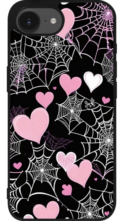 Coque iPhone 16e - Silicone rigide noir Halloween 2024 girly