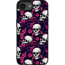 Coque iPhone 16e - Silicone rigide noir Halloween 2024 romantic skulls