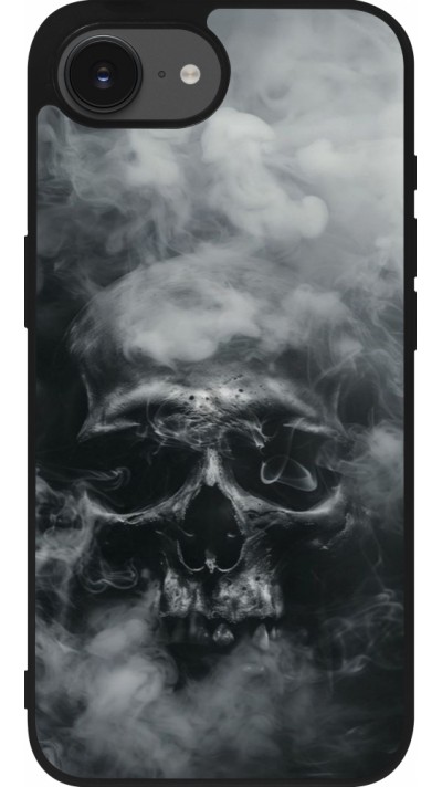 Coque iPhone 16e - Silicone rigide noir Halloween 2024 smoky skull