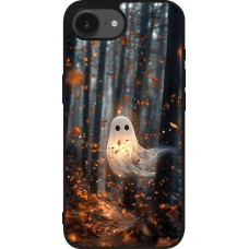 Coque iPhone 16e - Silicone rigide noir Halloween 2025 Ghost in the forest